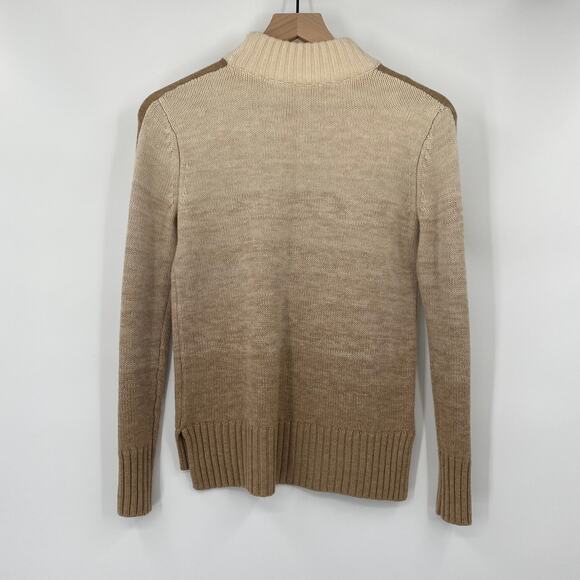 Athleta Merino Wool Sweater Ombre Sunset Mockneck Pullover Ribbed Cream Tan XXS - Picture 4 of 8